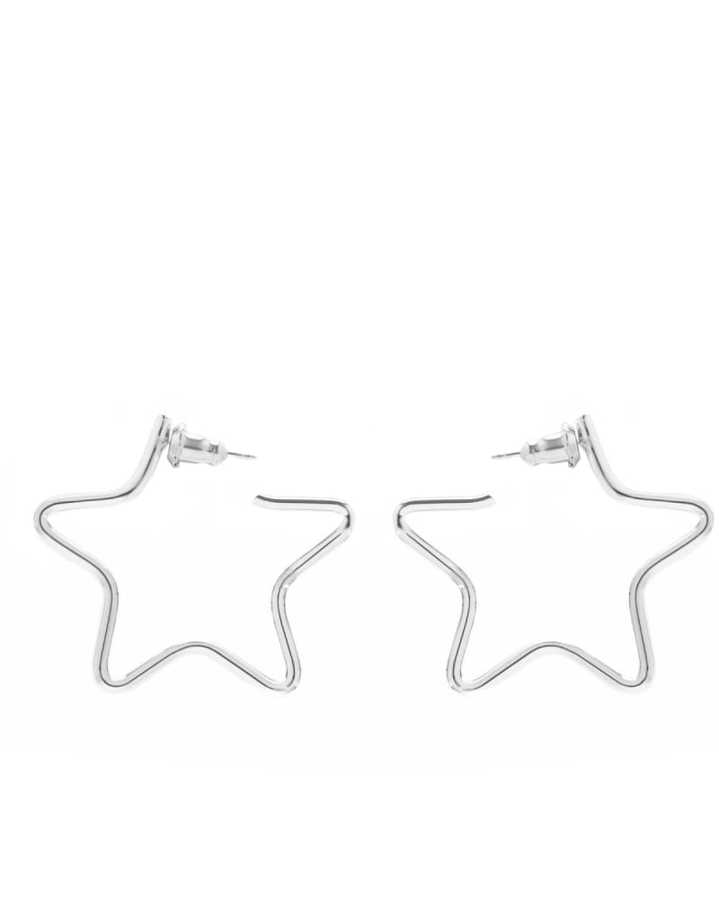 Front of a size one-size-fits-all Small Full Star Earrings Silver in Silver by Eklexic. | dia_product_style_image_id:282973